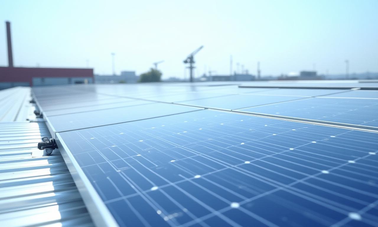 Pannelli solari installati su un tetto industriale